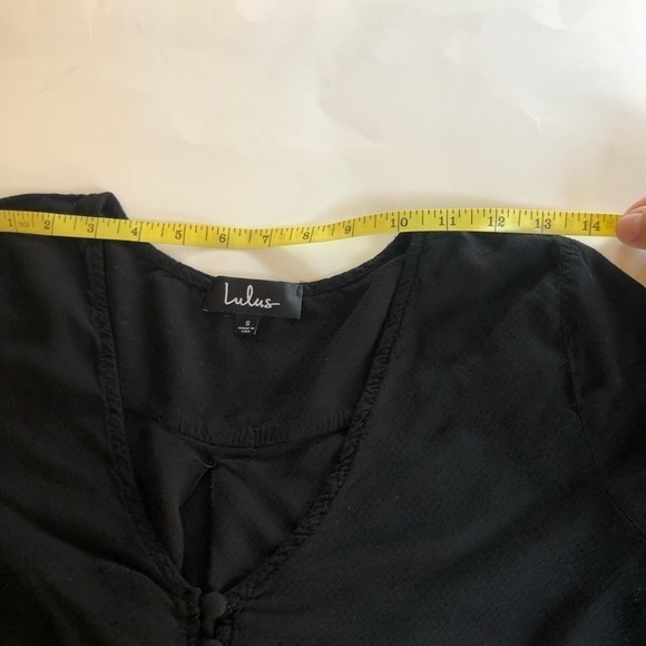 Lulus She Means Business Black Sheer Button-Front Hi-Low Top Size S - Picture 13 of 16